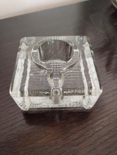 Vintage glass open inkwell - glass,