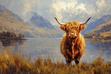 Highland Cow Canvas Picture Print Wall Art