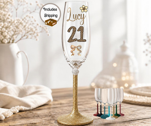 21st wine glass - wine, birthday