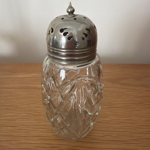 Vintage glass sugar shaker - sugar,