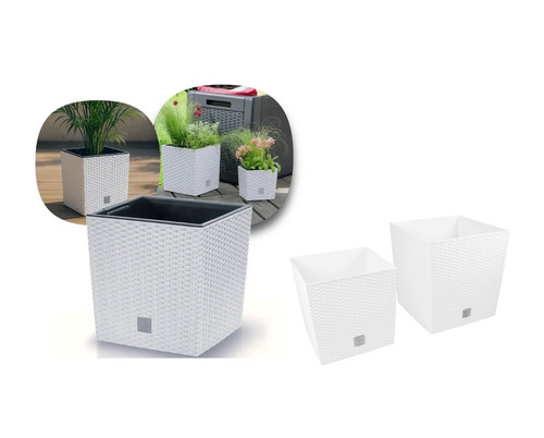 Square rattan plant pot - square,