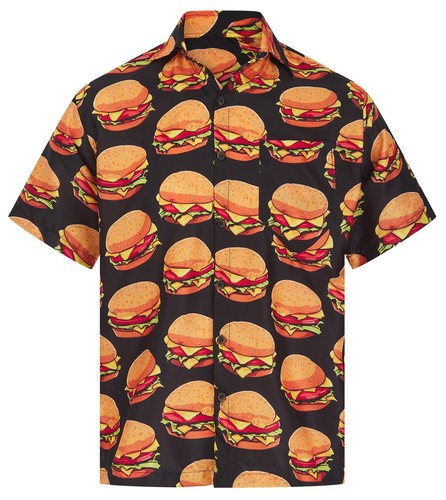 Burger shirt hawaiian print - burger,