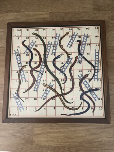 Wooden framed snake and - , ladder