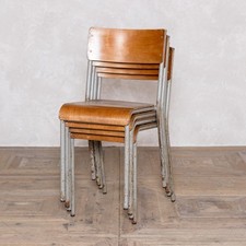 VINTAGE PLYWOOD STACKING CHAIRS WITH PLYWOOD SEAT AND BACK STEEL METAL FRAME