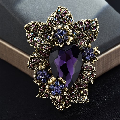 Elegant crystal flower brooch - elegant,