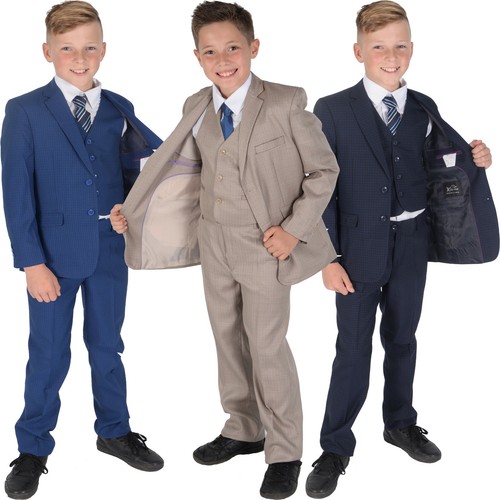 Piece checked boys suits - 5,