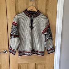 Dale of Norway Vintage Wool Cardigan Aztec Fair Isle Jumper Sweater Men's Medium