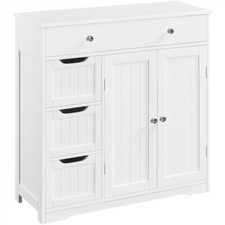 Bathroom Floor Cabinet Free Standing Kitchen Storage Unit w/ 4 Drawers & 2 Doors