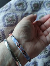 Michaela Frey Vintage Beautiful Ornate Enamel Metal Bangle.