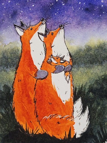 Original fox watercolour - original,