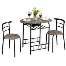 3-Piece Bar Table Set w/ Storage Shelf and 2 Stools for Dining Room/ Kitchen