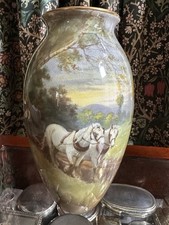 Royal Doulton Hand Painted Signed Vase Countryside Horses Gold Gilding Antique
