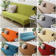 Elastic Solid Sofa Bed Cover Folding Armless Spandex Futon Couch Slipcover 47-83