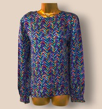 Valentino Miss V Vintage Silk Multicoloured Blouse UK 10 US 6 EU 38 IT 44