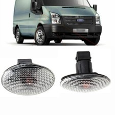 2x AMBER SIDE MARKER INDICATOR LIGHT LAMP LENS FOR FORD TRANSIT MK6 MK7 w/ Bulbs