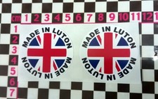2 x 50mm Made in Luton Stickers - Cresta Viva Victor Astra Chevette Magnum 4/90