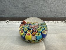 Multicoloured MILLEFIORI Art Glass Vintage Paperweight ~ Beautiful ~ 4.5cm x 6cm