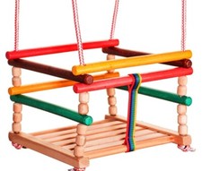 Wooden Baby Swing Indoor Outdoor Chair Rope Garden Patio Bouncer /COL