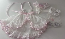 white & pink lace lingerie custom dealer made 1/4 bjd mdd dolls outfit