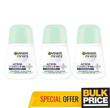 Garnier Mineral Action Control+ 96H Deo Roll-On Excessive Sweat Protect 3-Pack 