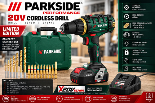 Parkside 20v cordless drill - parkside,
