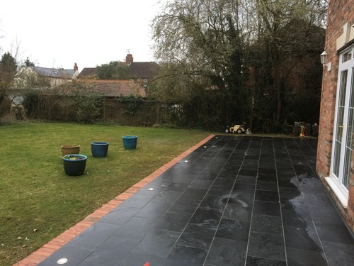 Black slate paving patio - black, slabs