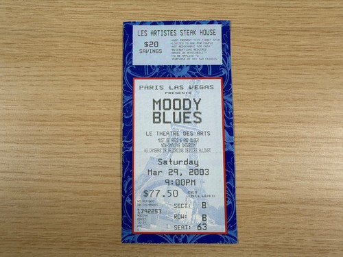 Moody blues concert ticket - blues,