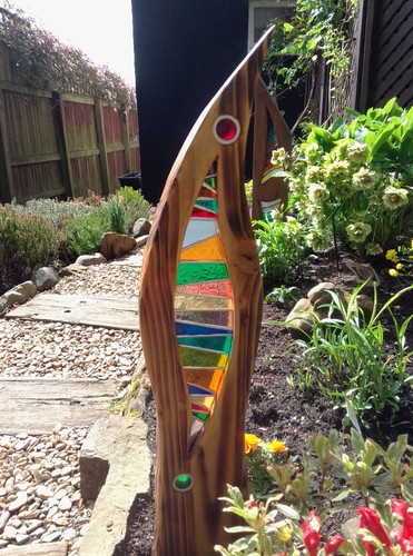 Stained glass garden sculpture - stained,