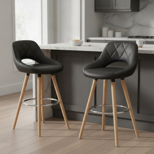Faux leather bar stools set - set, of