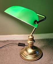 GOLD TONE GREEN LAMPSHADE BANKERS LAMP DESK TABLE LAMP ACCOUNTANT READING
