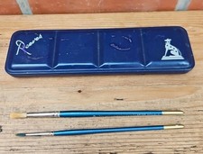 Vintage Reeves Student Water Colour Box Paint Tin 2 Simonart  Sable Brushes 3, 7
