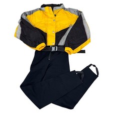 Vintage Ski Suit One Piece 90s Snow Winter Apres Retro Block Yellow Mens Large