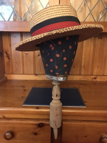 Vintage straw boater hat - straw, &