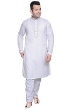 Men's White Cotton Embroidered