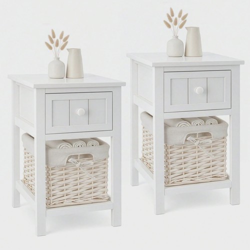 White bedside table drawer - 2x,