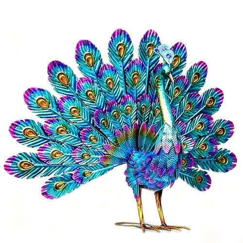 Metal peacock statue - peacock, vibrant