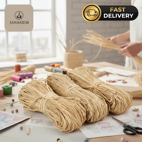 Natural raffia ribbon 3pcs - natural,