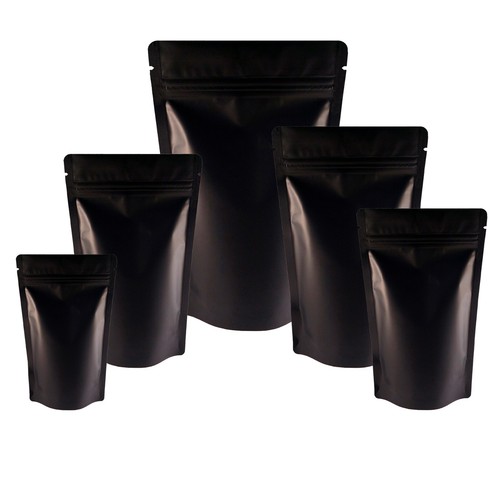 Black matt stand pouches - black,