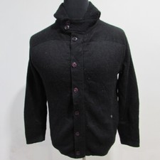 One True Saxon Mens Hooded  Cardigan Wool Blend Chest 42/44 Size M REF (Y18782)