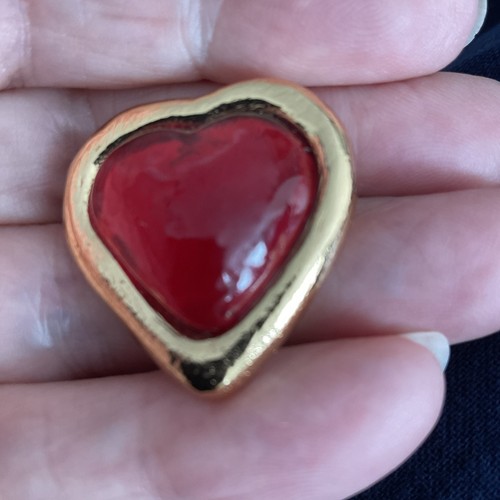 Vintage ysl gold tone - vintage, heart