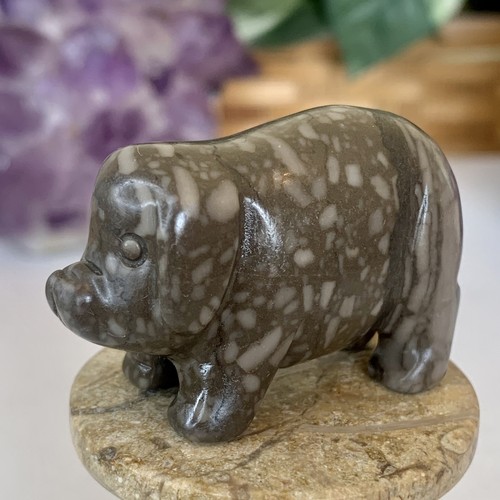Fossil jasper carved pig - jasper,