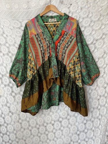 Patchwork sari smock peasant - patchwork,