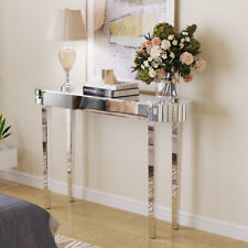 HD Mirrored Glass Console Table Silver Vanity Dressing Table Venetian Furniture