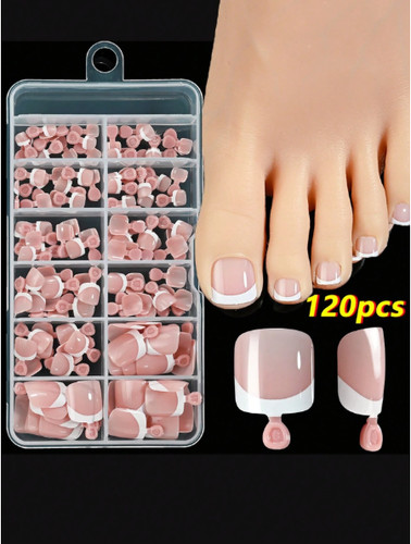 120pcs french toe nail tips - french,