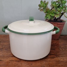 Vintage Cream And Green Enamel