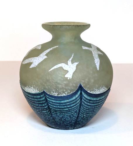 Okra glass vase wings - okra,