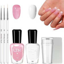 French Manicure Nail Polish Kit - Jelly Pink & White Nail Varnish French Tip Se