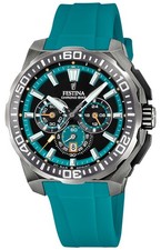 Festina Chrono Bike 2025 (45.5mm) Turquoise & Black Dial / Turquoise F20725/6