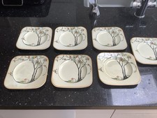 Woods Ivory Ware set of 6 Art Deco Small Plates (13.5cm).