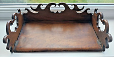 Antique walnut fretwork mid Victorian book trough, desk top shelf, rest, rack